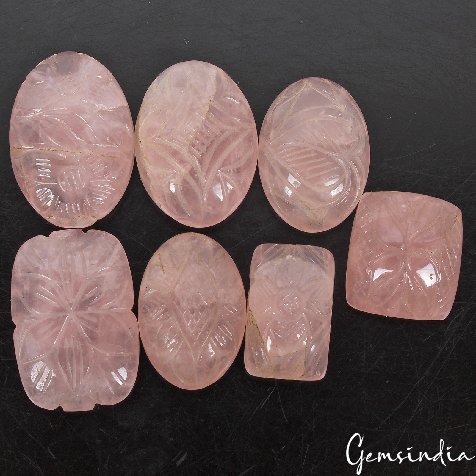 480 Ct Natural Beautiful Pink Rose Quartz Mix Shape Hand Carving Loose Gemstones