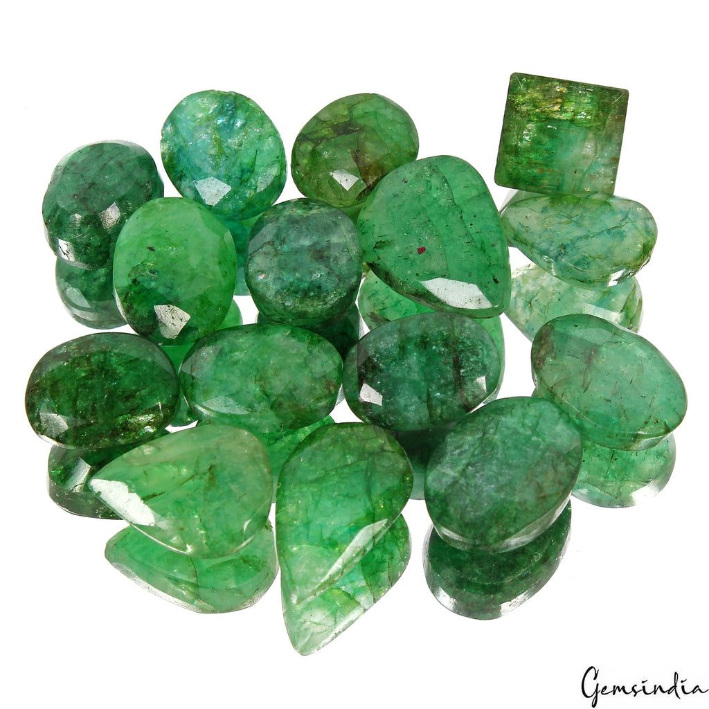 150.00 Cts Natural Blue Green Emerald Mix Faceted Gems Lot 15 Pcs For Jewelry