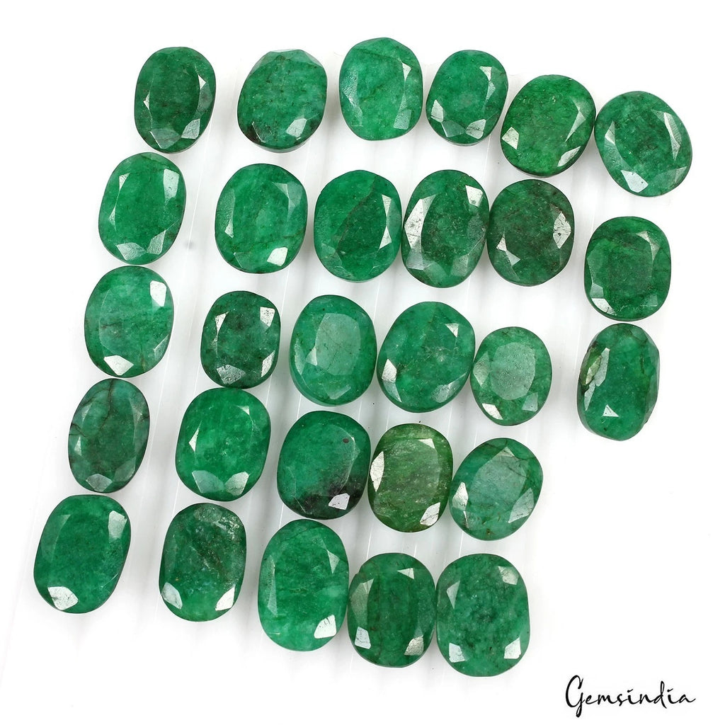 Emerald Lot, Loose Gemstone, Color Enhanced, Green — 28 Pieces, 16mm to 20mm, 500 Ct, Colombia
