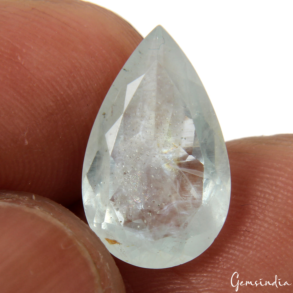 Aquamarine Loose Gemstone, Pear faceted, Untreated — 4.50 Ct, Brazil