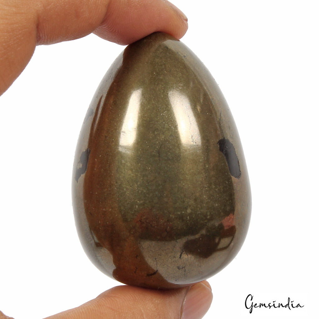 1150 Ct Natural Gold Pyrite Egg Shape Healing Crystal Mineral Gem For Meditation