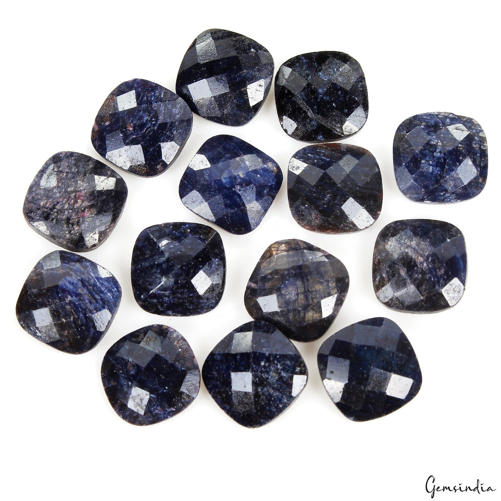 14 Pcs Natural Blue Sapphire Cushion Checker Cut Loose Calibrated 14mm Gemstones