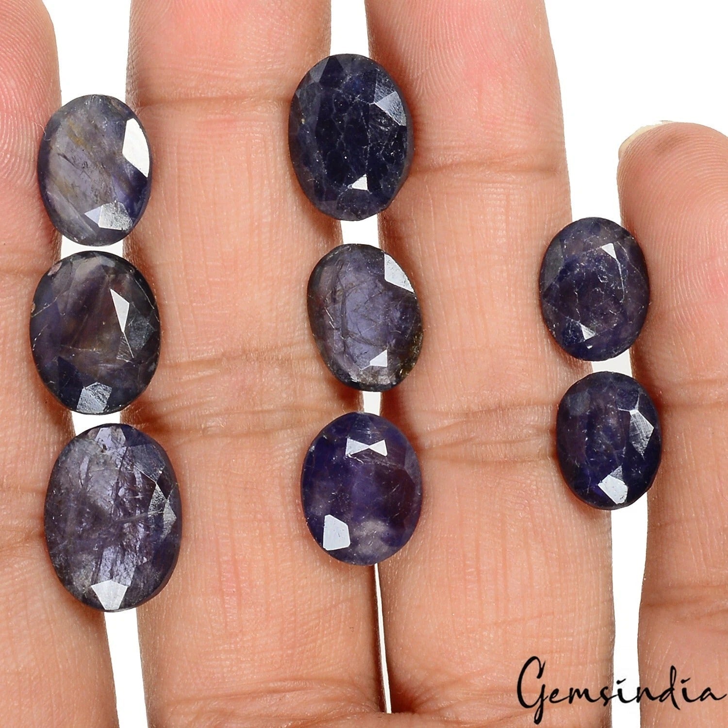 42.80 Ct/8 Pcs Natural Untreated Blue Iolite Oval Cut Loose Gems Lot For Jewelry