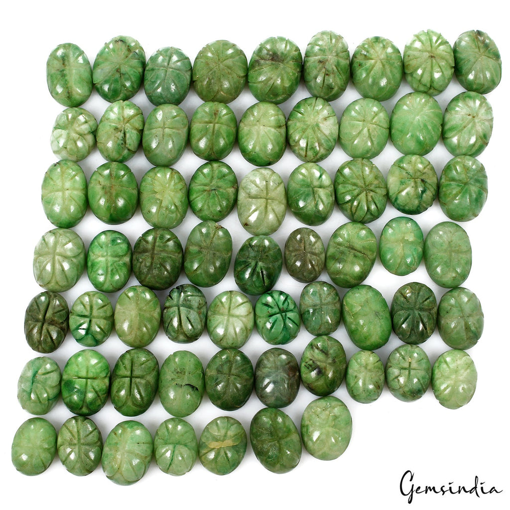 1000 Ct Natural Hand Carving Green Emerald Oval Cut Loose 14-21mm Gemstones Lot