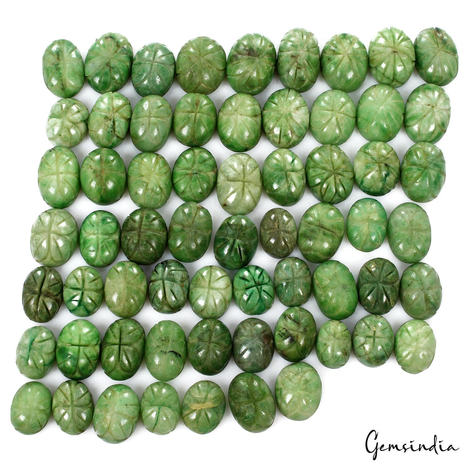 1000 Ct Natural Hand Carving Green Emerald Oval Cut Loose 14-21mm Gemstones Lot
