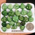 480 Ct/24 Pcs Natural Carving Green Emerald Pear, Ring Size Loose Gemstones Lot