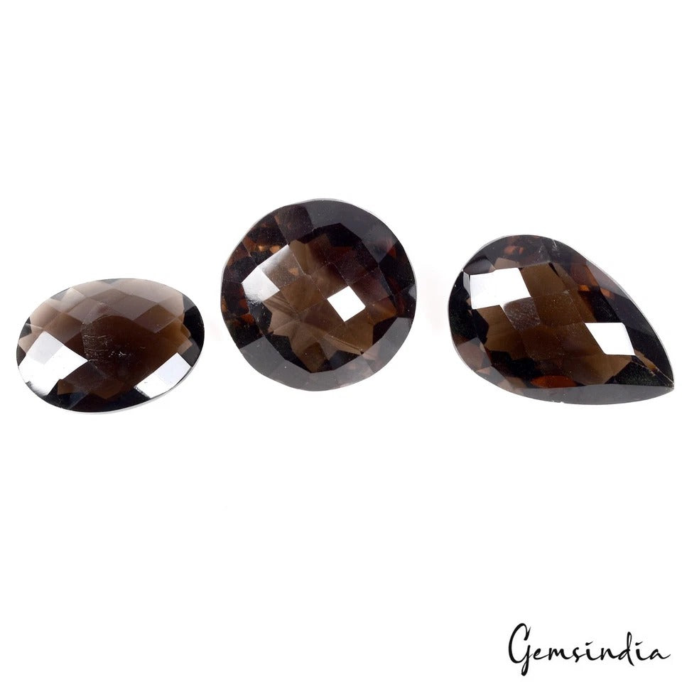 Smoky Quartz Lot, Loose Gemstone, Brown — 3 Pieces, 25mm to 31mm, 141.70 Ct, Madagascar