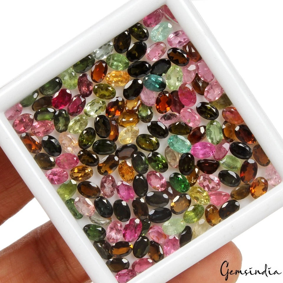 Tourmaline Loose Gemstone, Multi Color — 6mm To 7mm, 58.20 Ct, Mozambique