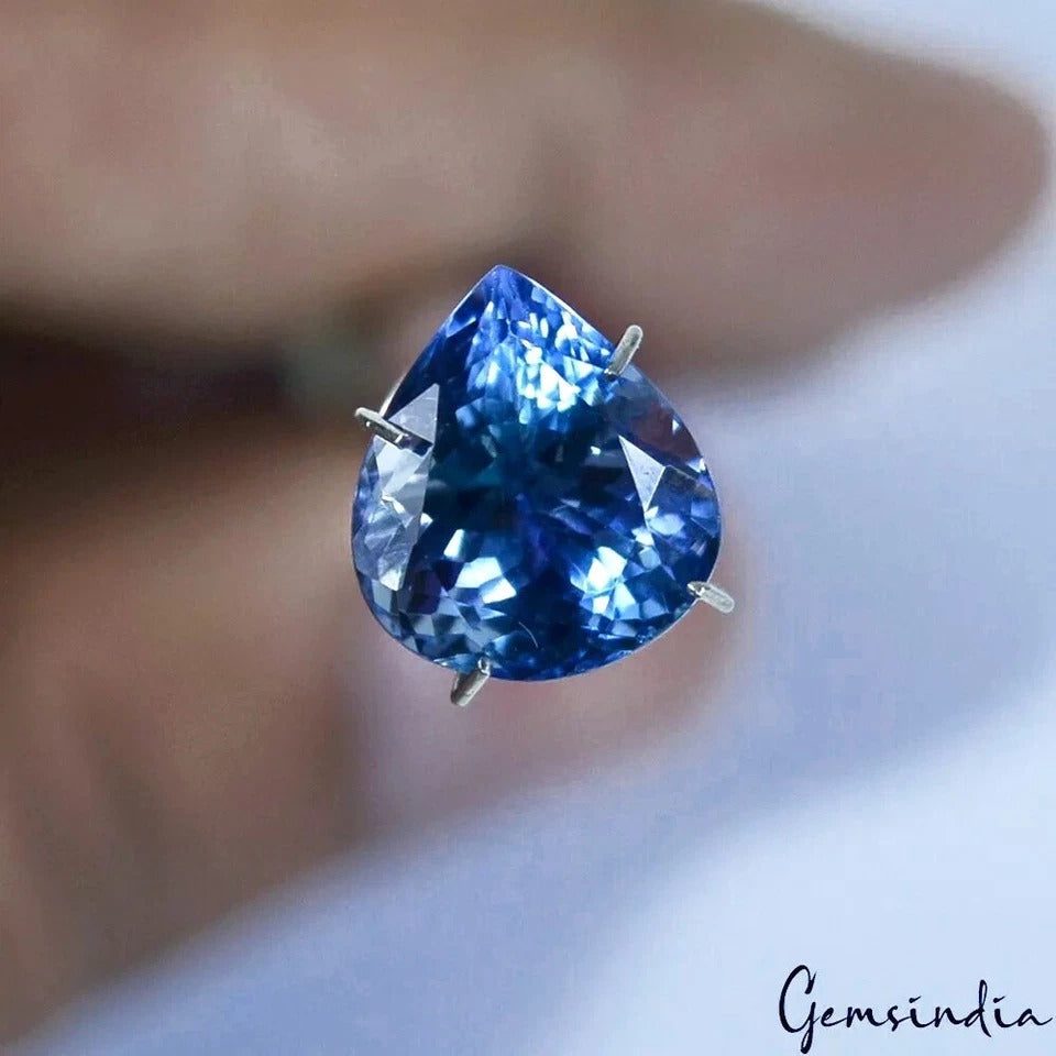 4.85 Ct Natural Tanzanite D-Block Pear Cut Vibrant Blue Loose Certified Gemstone
