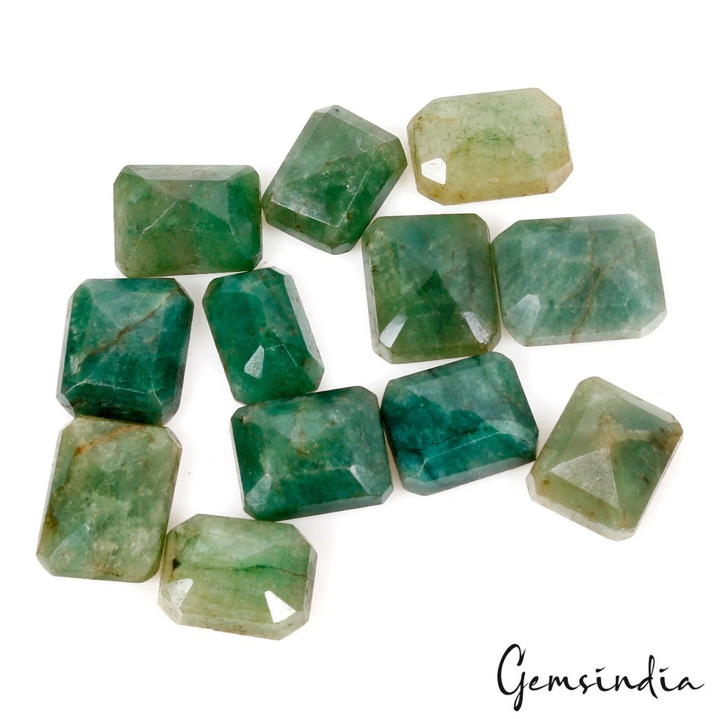 94.40 Ct Natural Green Brazilian Emerald Octagon Cut Faceted Loose Gemstone Lot