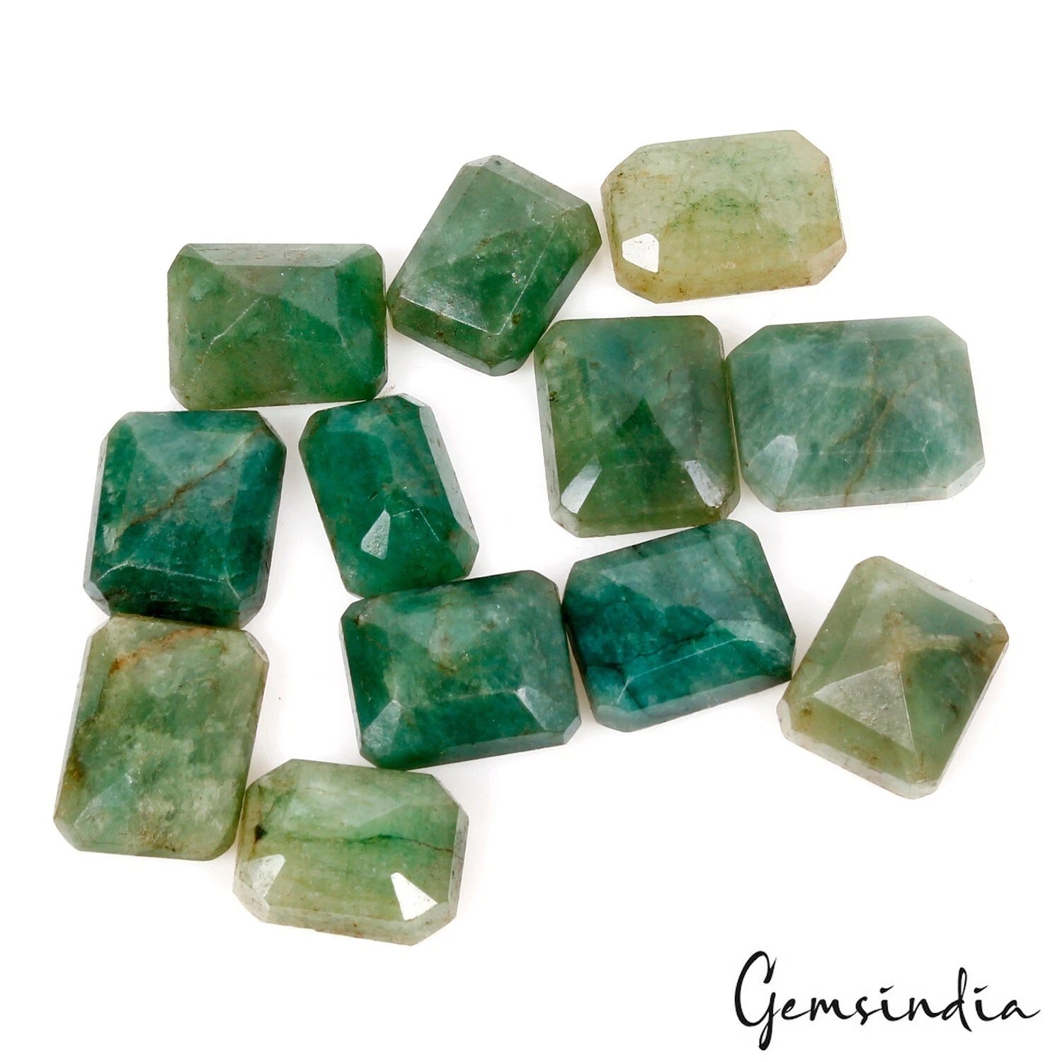 94.40 Ct Natural Green Brazilian Emerald Octagon Cut Faceted Loose Gemstone Lot