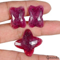 Ruby Lot, Loose Gemstone, Color Enhanced, Red — 3 Pieces, 24mm to 25mm, 85.60 Ct, Madagascar