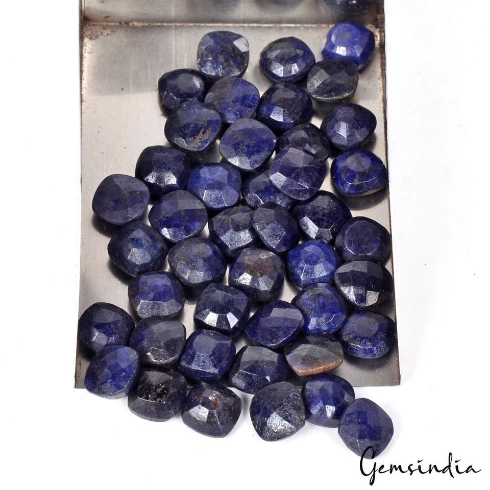 43 Pcs Natural Blue Sapphire Cushion Checker Cut Loose Calibrated  7mm Gemstones