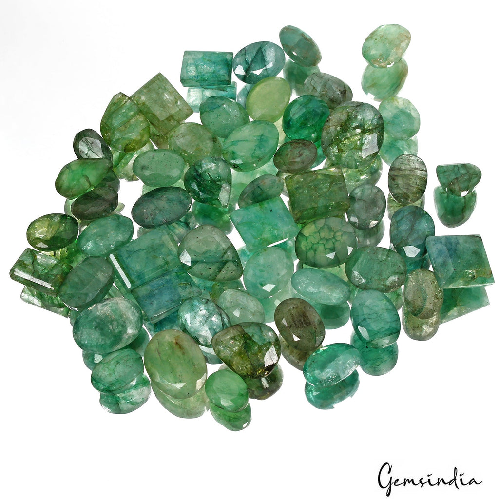 Certified 300 Ct/51 Pcs Natural Green Colombian Emerald Mix Cut Gems For Jewelry
