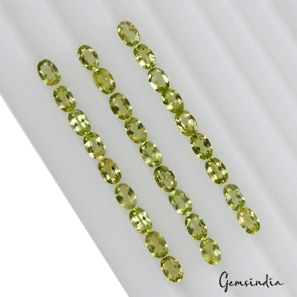 Peridot Lot, Loose Gemstone, Oval Cut, Untreated — 27 Pieces, 6 x 4 mm, 12.80 Ct