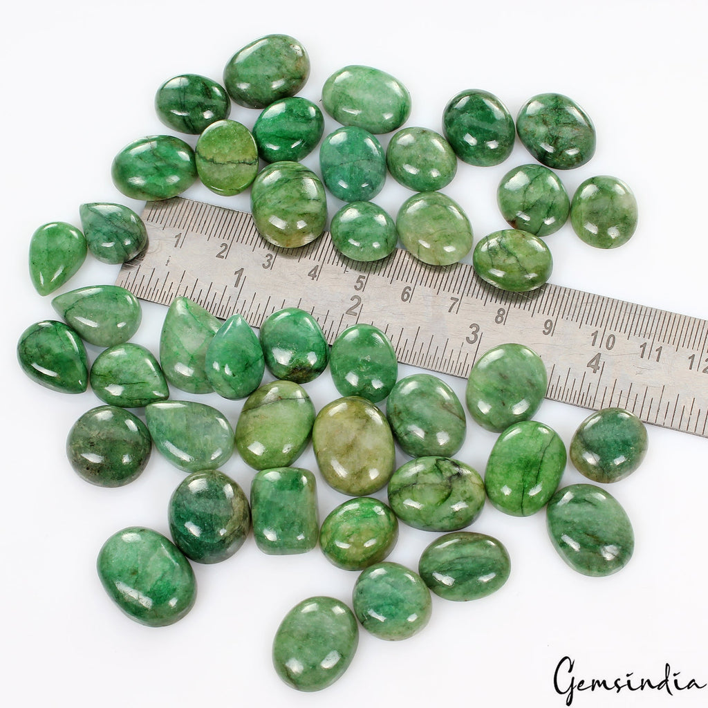 600 Cts./42 Pcs Natural Brazilian Green Emerald Mix Cab Loose Wholesale Gems Lot
