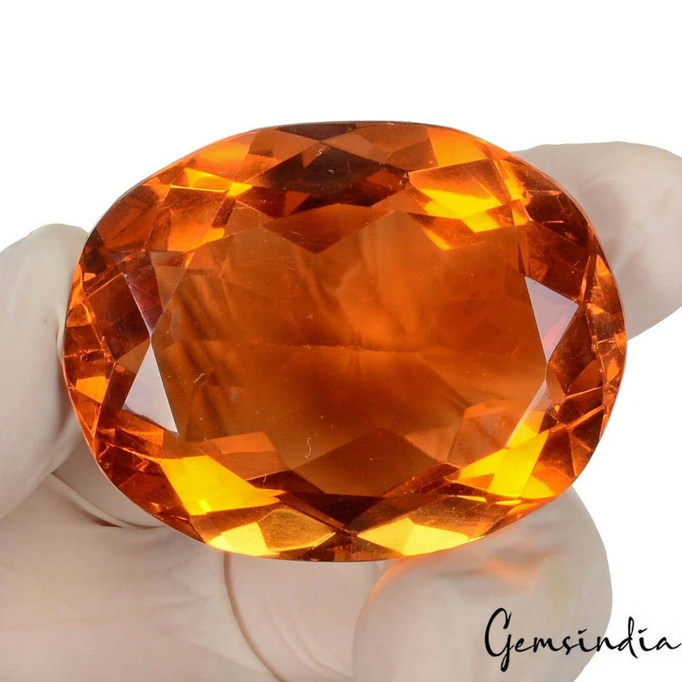 154.10 Ct Hydro Orange Tourmaline Oval Faceted Lab-Created Loose Gem For Pendant