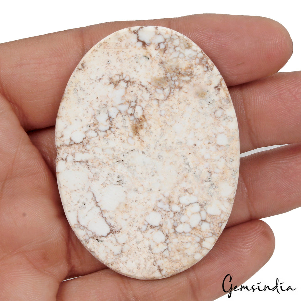 165 Ct Natural Untreated White Buffalo Turquoise Oval Cab Loose Gem For Pendant