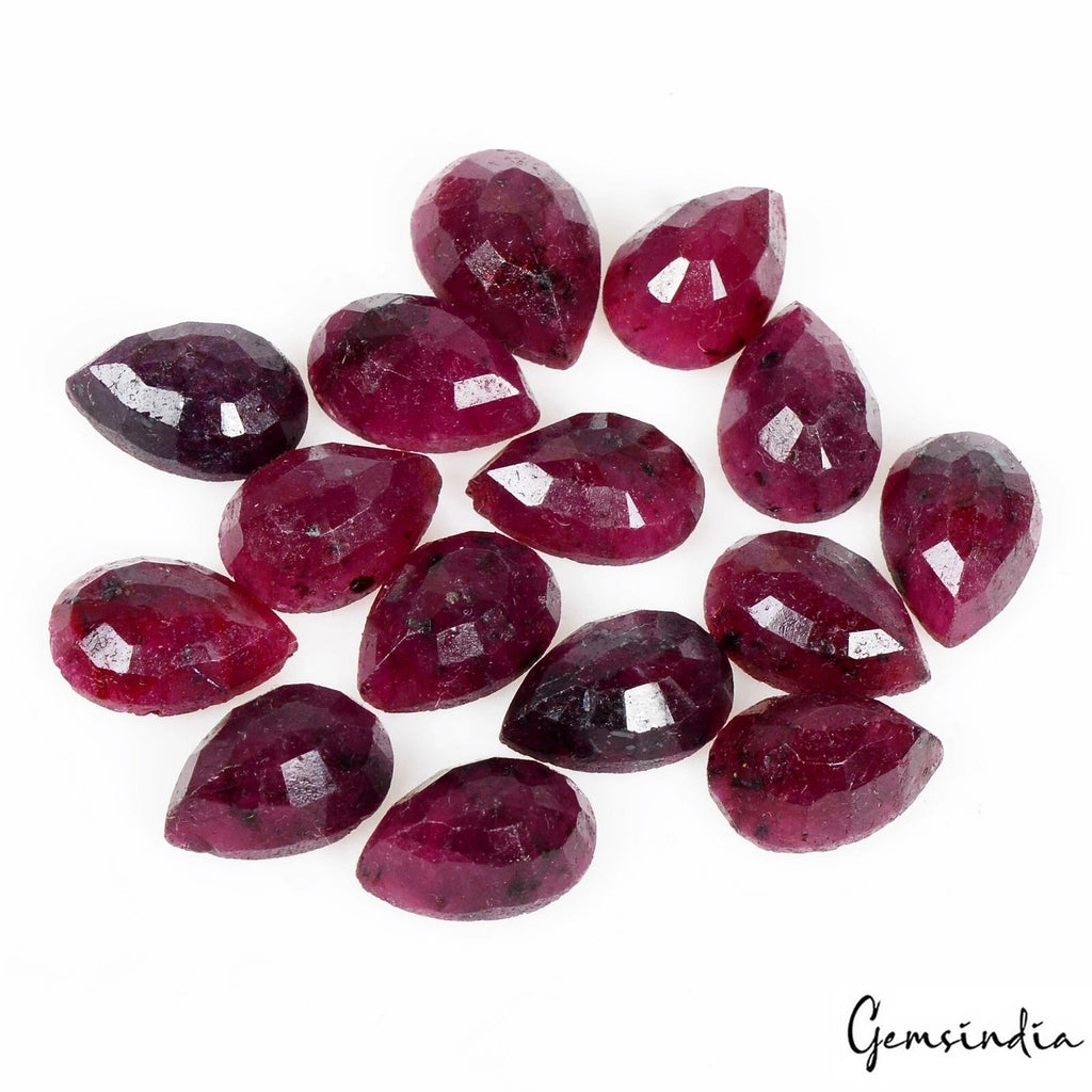 Certified 76.70 Ct Natural Red Ruby 11-12mm Pear Cut Loose Jewelry Gemstones~15P