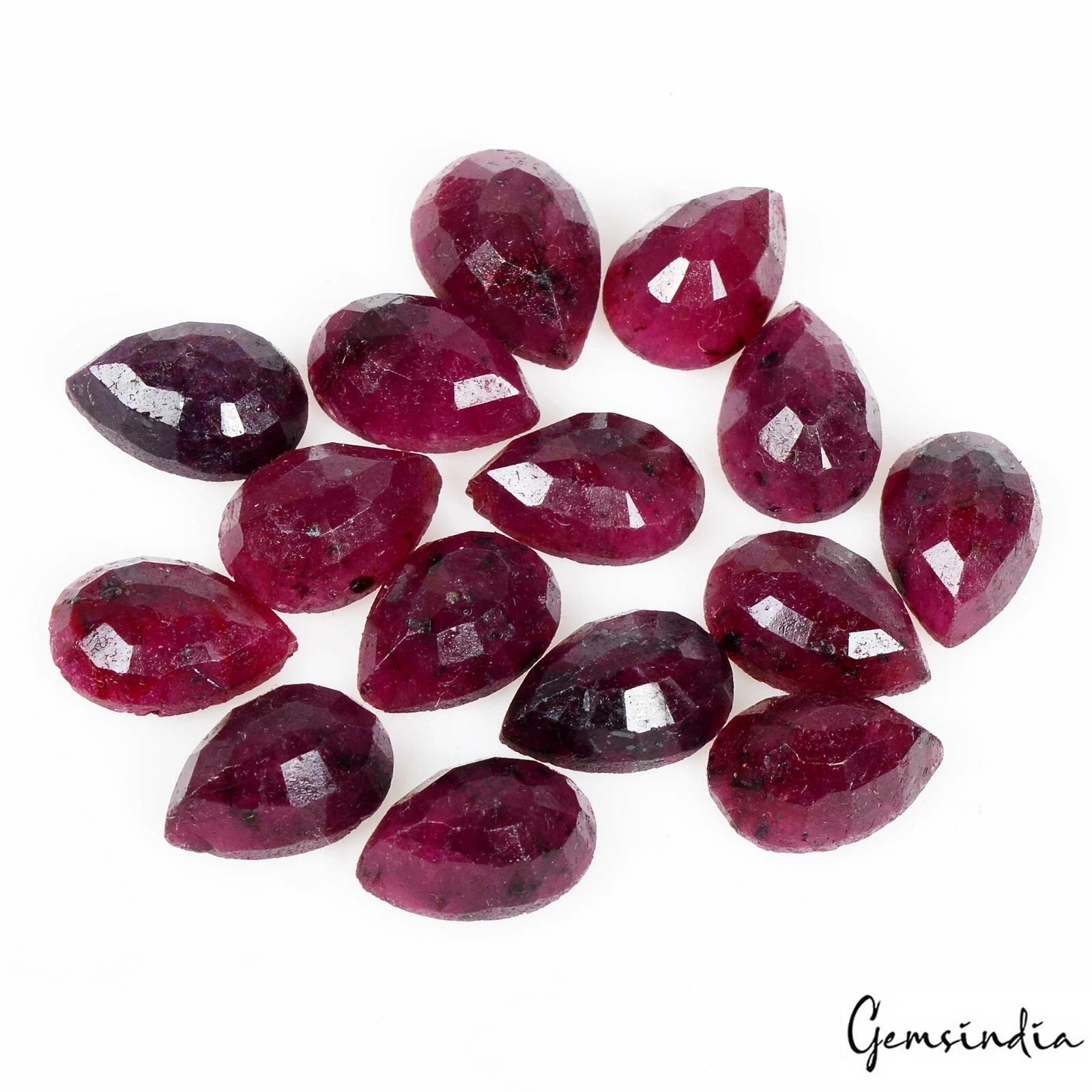 Certified 76.70 Ct Natural Red Ruby 11-12mm Pear Cut Loose Jewelry Gemstones~15P