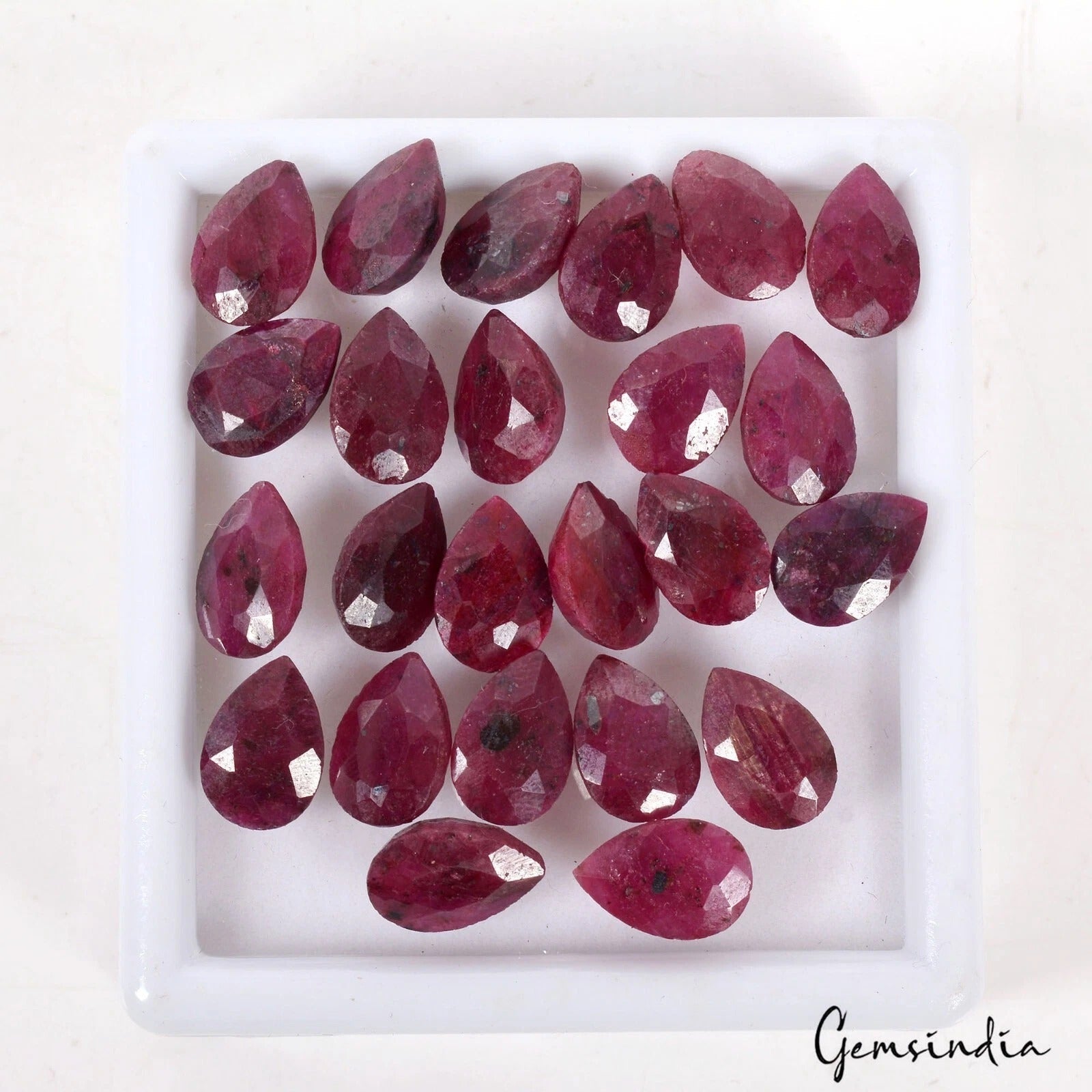 24 Pcs /11mm-12mm Natural Red Ruby Pear Faceted Loose Ring size Gemstones Lot~