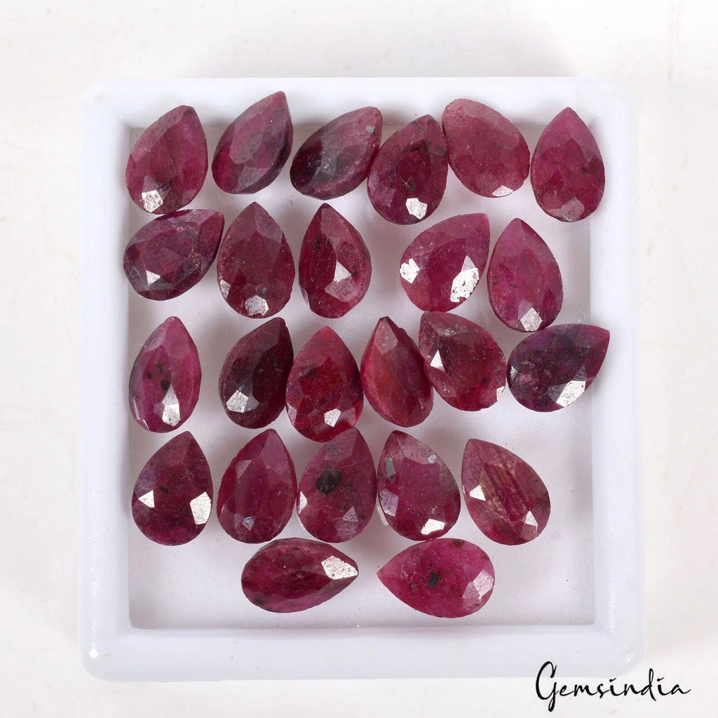 Ruby Lot, Loose Gemstone, Color Enhanced, Red — 24 Pieces, 11mm to 12mm, 113.60 Ct, Madagascar