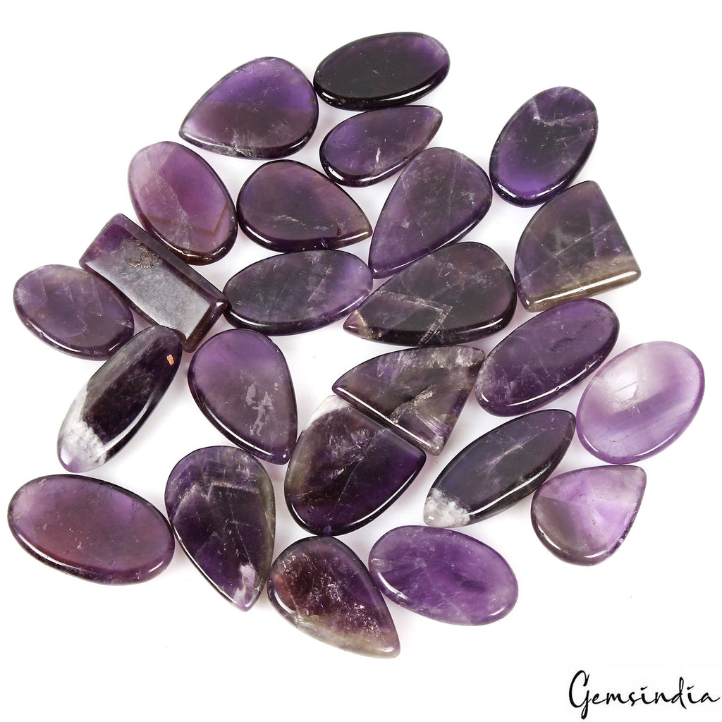 24 Pcs Natural Purple Amethyst 23mm-33mm Mix Cabochon Untreated Loose Gemstones