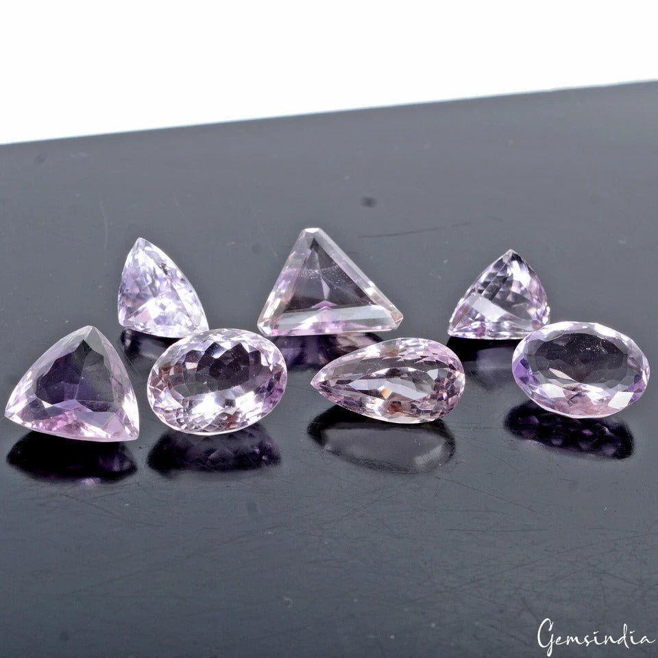 81.20 Cts/7 Pcs Natural Purple Untreated Amethyst Mix Cut Loose Gems For Jewelr