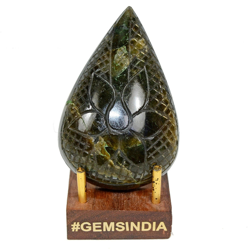 470 Ct Natural Labradorite Pear Carving Museum Size Loose Gemstone For Jewelry