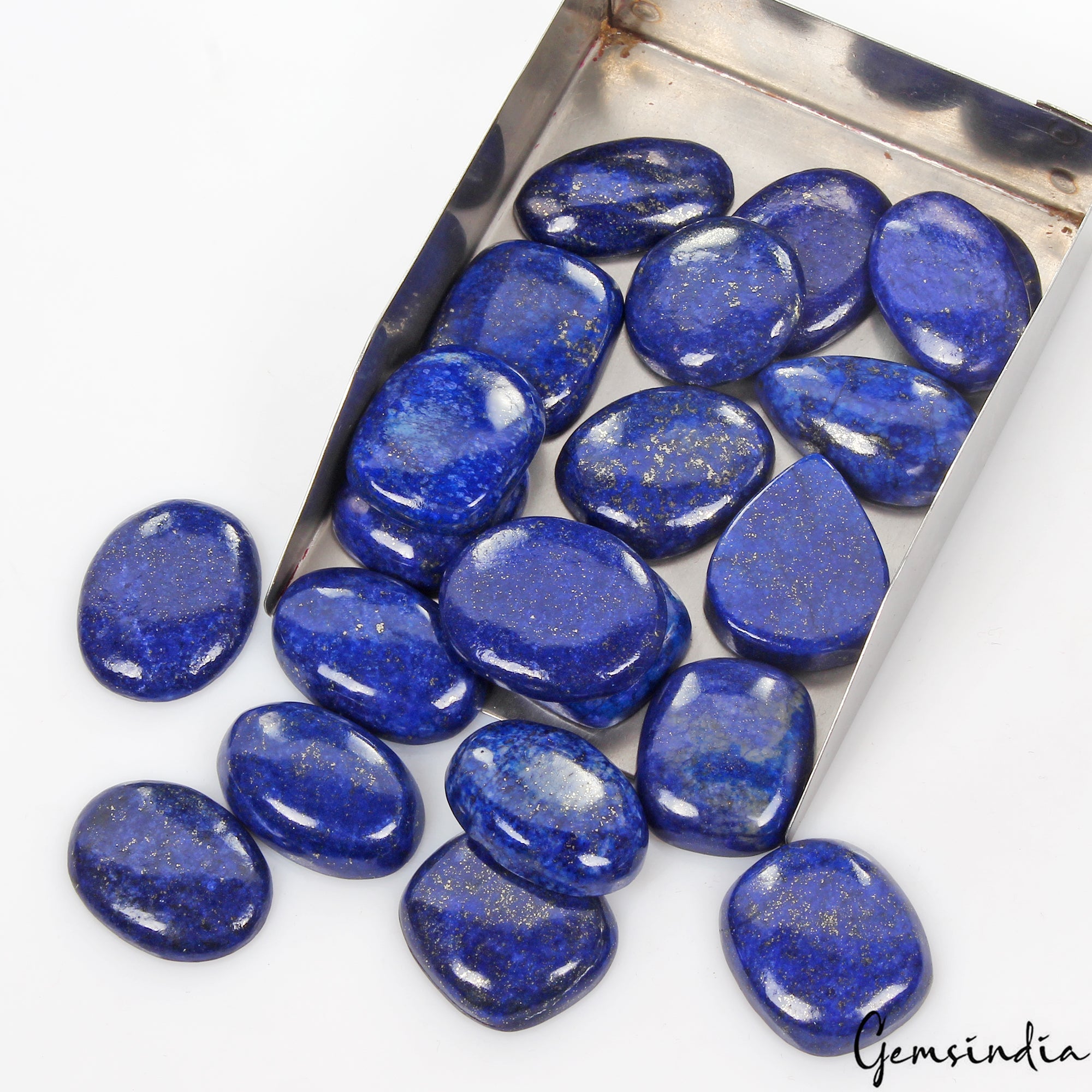 690 Cts/21 Pcs Natural Blue Lapis Lazuli Gold Flecks Mix Cab Wholesale Gemstones