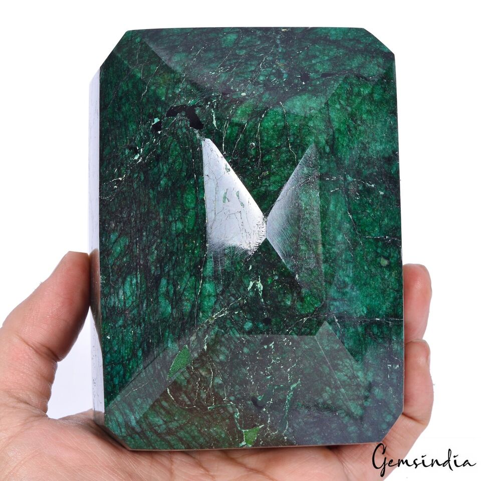 1.8 Kg ~Natural Deep Green Emerald Earth Mined Octagon Faceted Cut Huge Gemstone