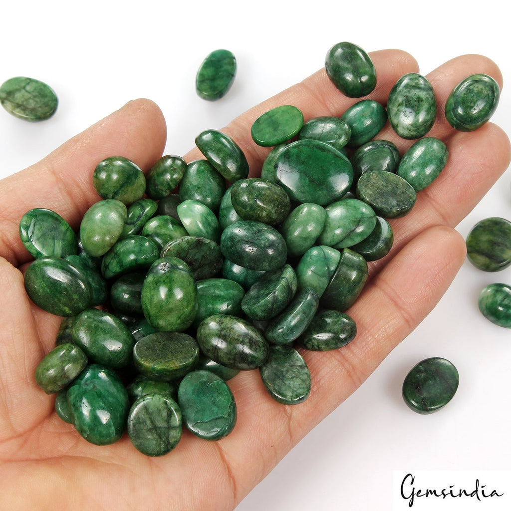 Natural Emerald Oval Cab Lot 800 Ct 72 Pcs 12mm-19mm Loose Dark Green Gemstones