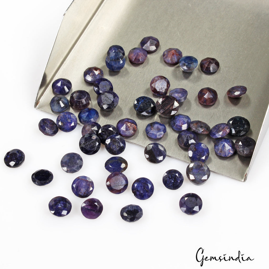 136.80 Cts/50 Pcs Natural African Dark Blue Sapphire Round Cut Gems For Jewelry