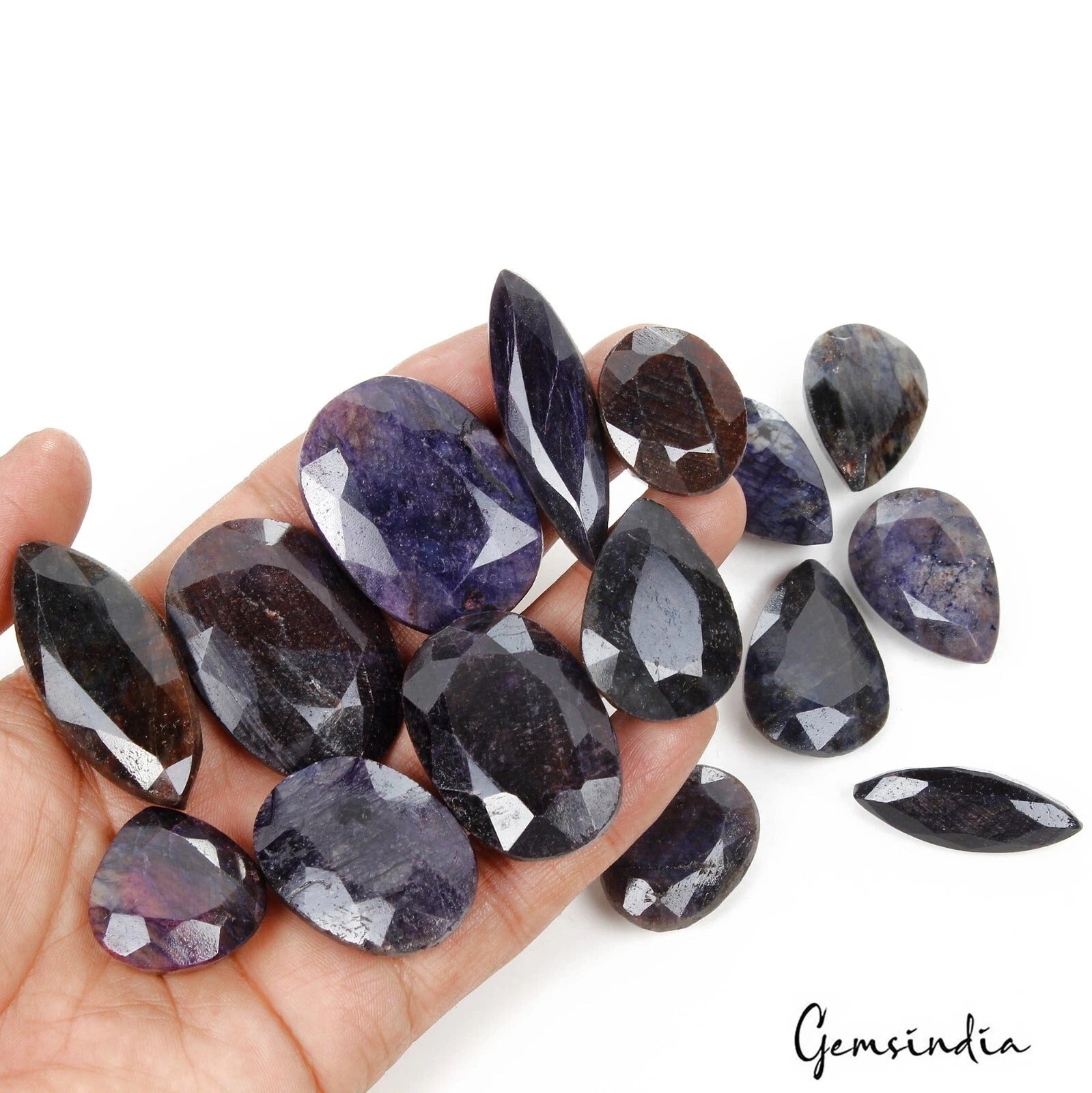 1500Ct/15 Pcs Natural African Faceted Mix Cut Blue Sapphire Loose Gemstones Lot