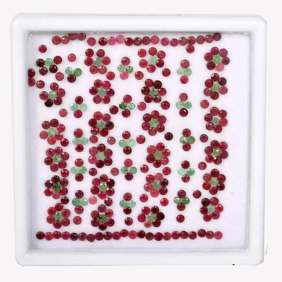 2.5mm-3mm Round Cut Natural Emerald Ruby Loose Jewelry Kind Gemstones~300 Pcs