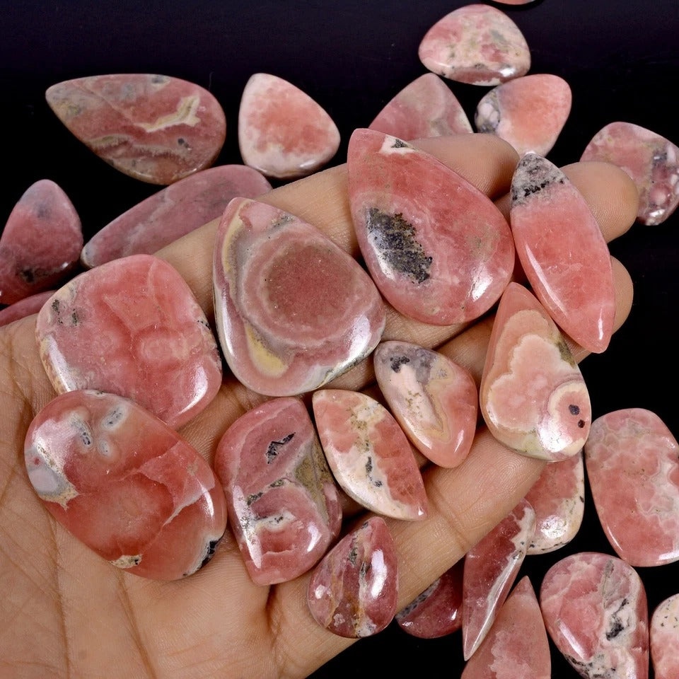 Rhodochrosite Lot, Cabochon, Untreated, Red — 45 Pieces, 18mm to 43mm, 1370 Ct