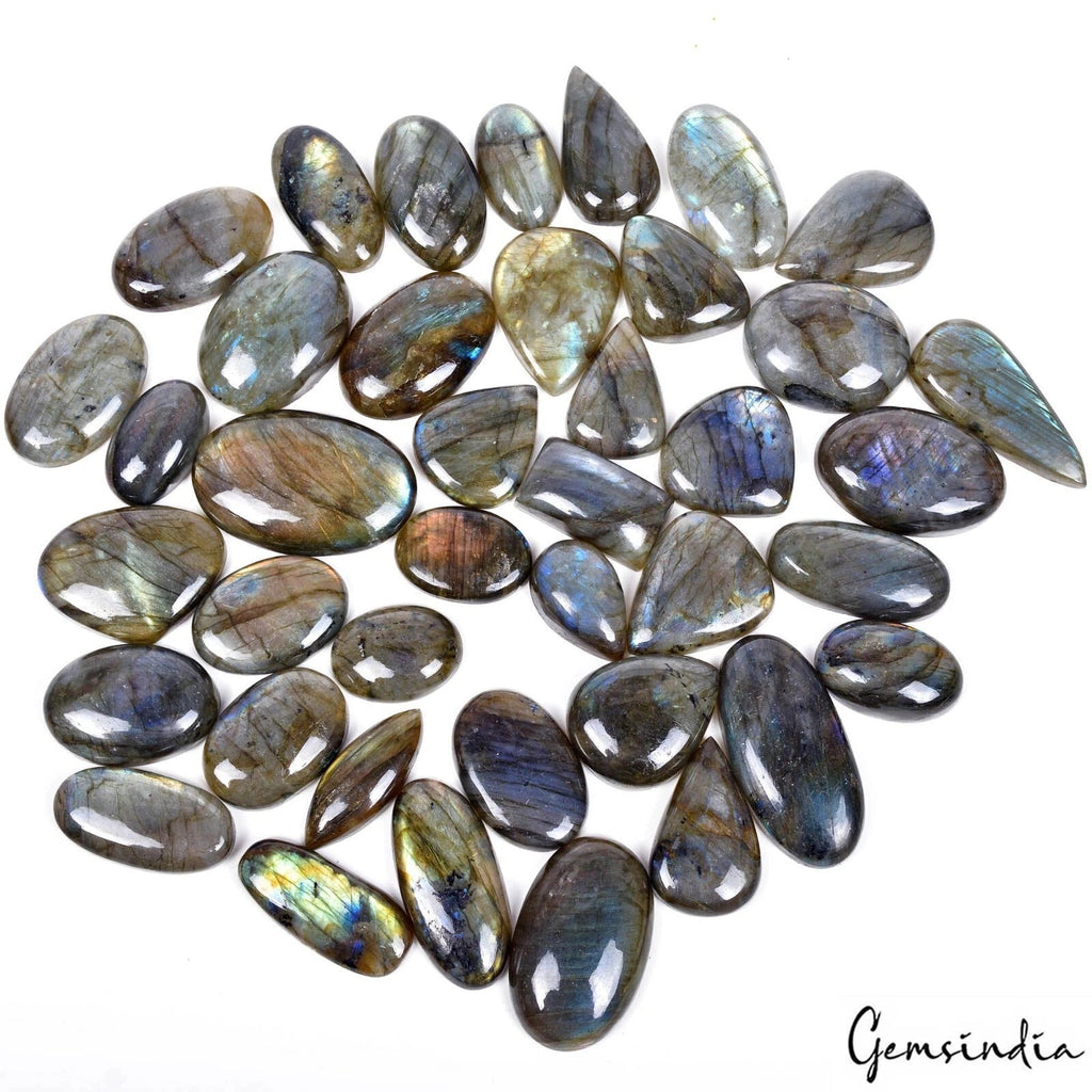 1500 Ct Natural Yellow Blue Shine Labradorite Mix Cabochon Loose Gems Lot 40 Pcs