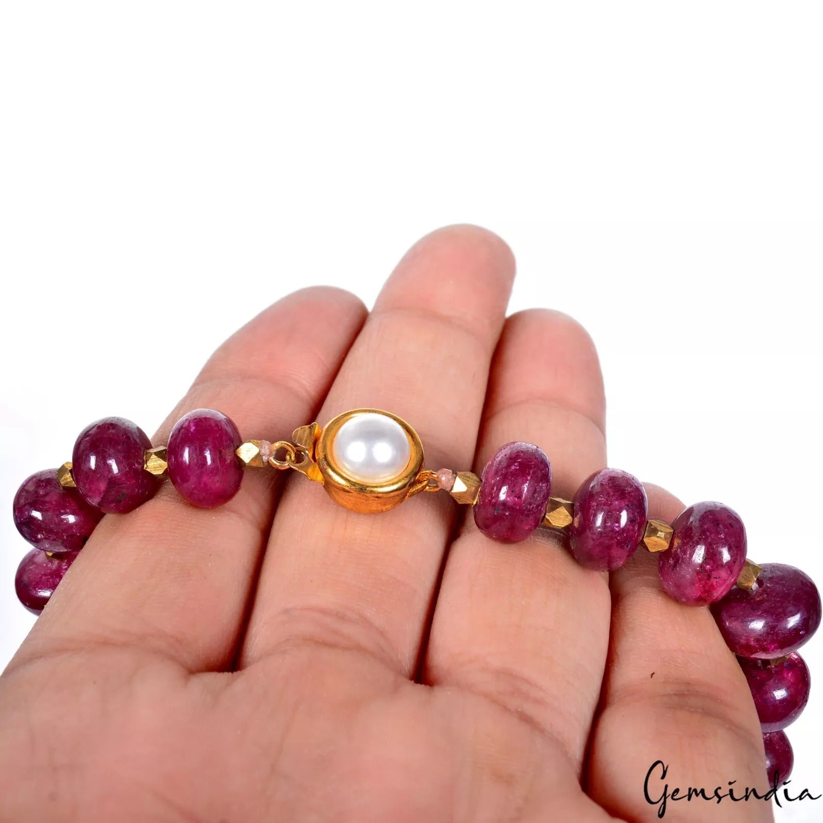 962+Ct Natural Red Ruby Smooth Round Cabochon Beads Gemstone Necklace & Earrings