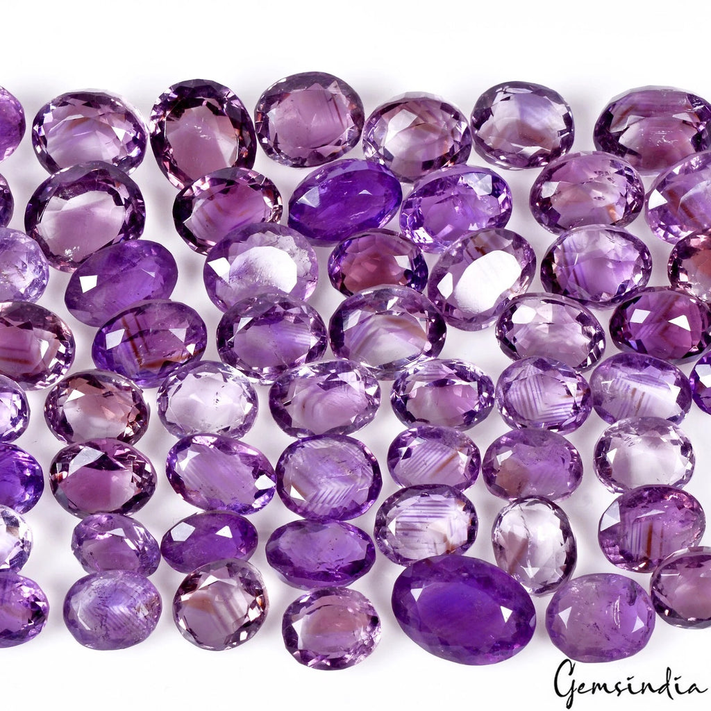 Amethyst Lot, Loose Gemstone, Oval Cut, Untreated — 56 Pieces, 10mm to 16mm, 365 Ct, Brazil