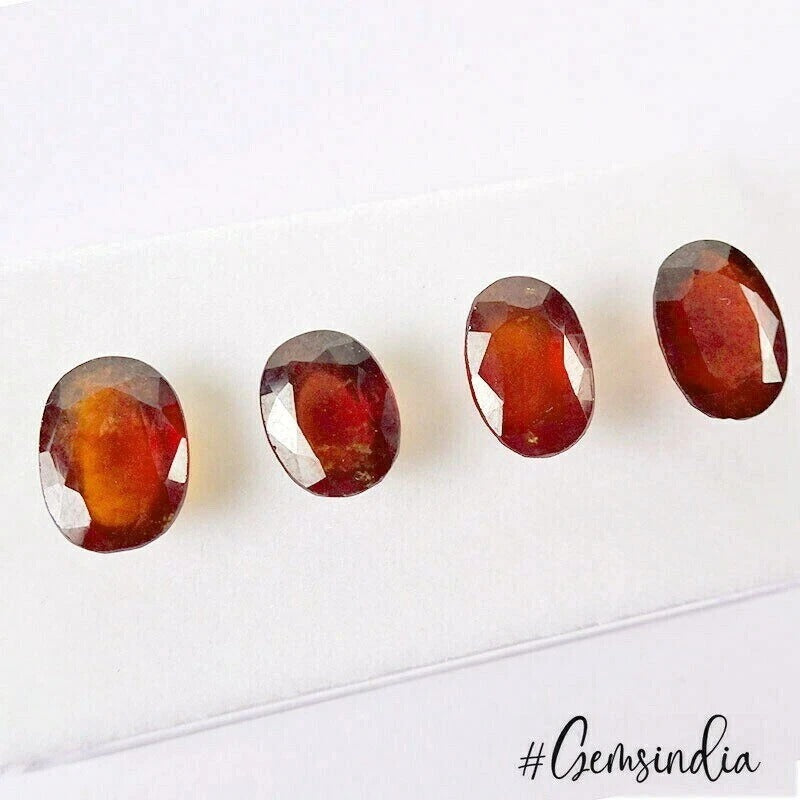 Hessonite Garnet Lot, Loose Gemstone, Red — 4 Pieces, 9mm to 11mm, 15.50 Ct