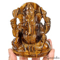 3300Ct Natural Untreated Brown Tiger Eye Single Stone Ganesha Carved Statue 4.4"