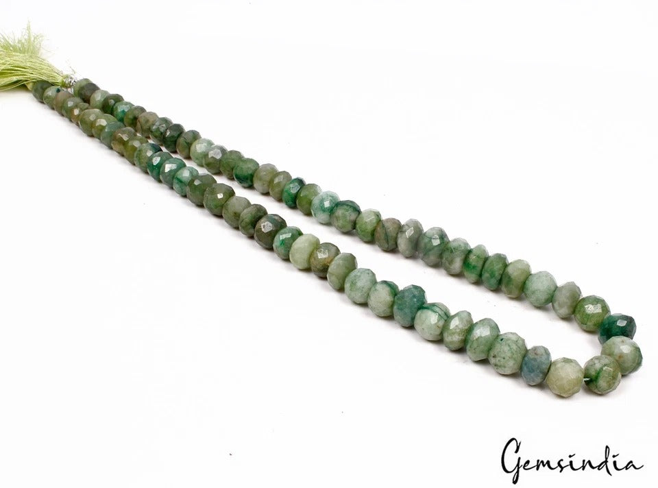 10-15mm Genuine Natural Green Emerald Gemstone Round Checker Cut Bead Strand~22"