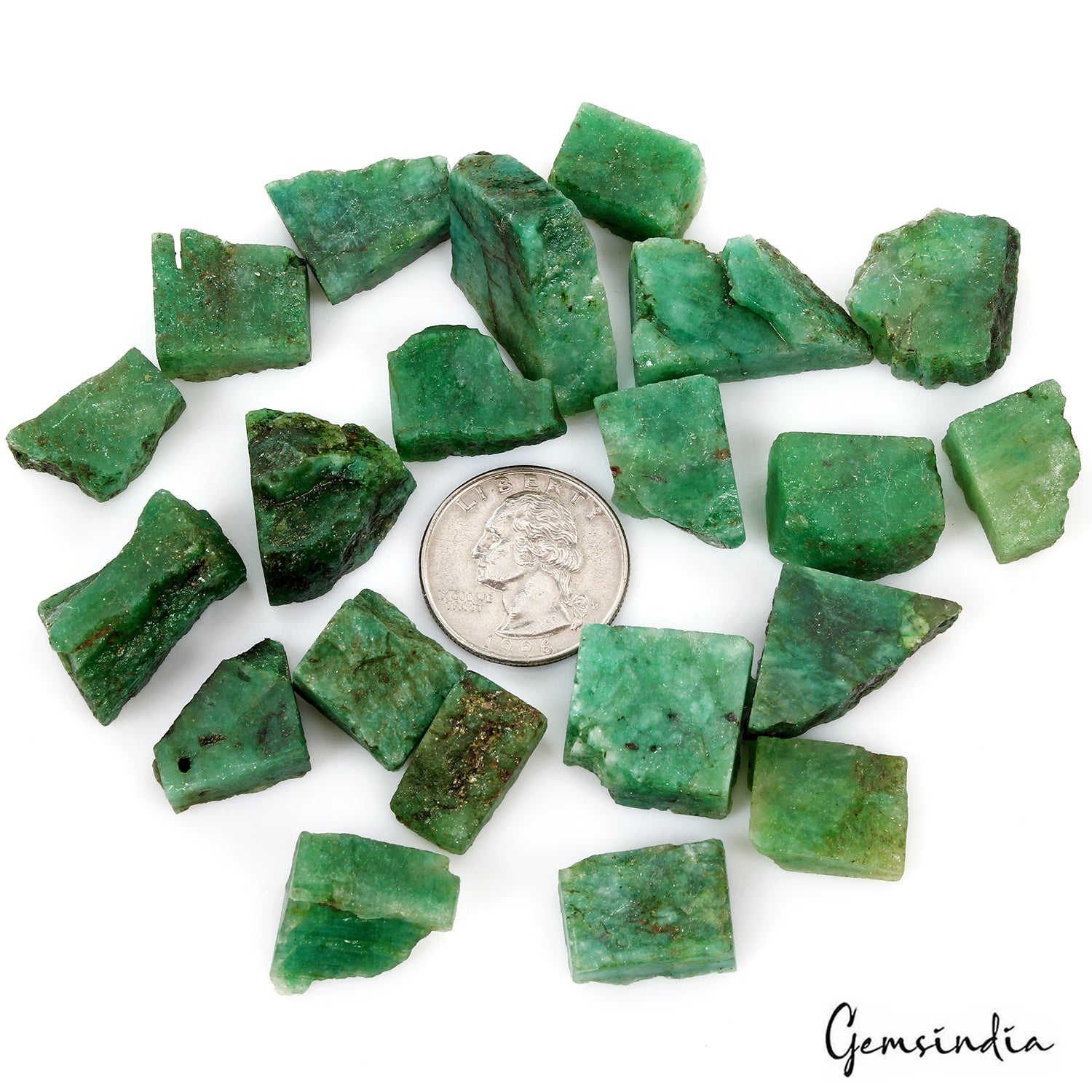 Emerald Rough Specimen, Color Enhanced, Green — 17mm to 28mm, 530 Ct