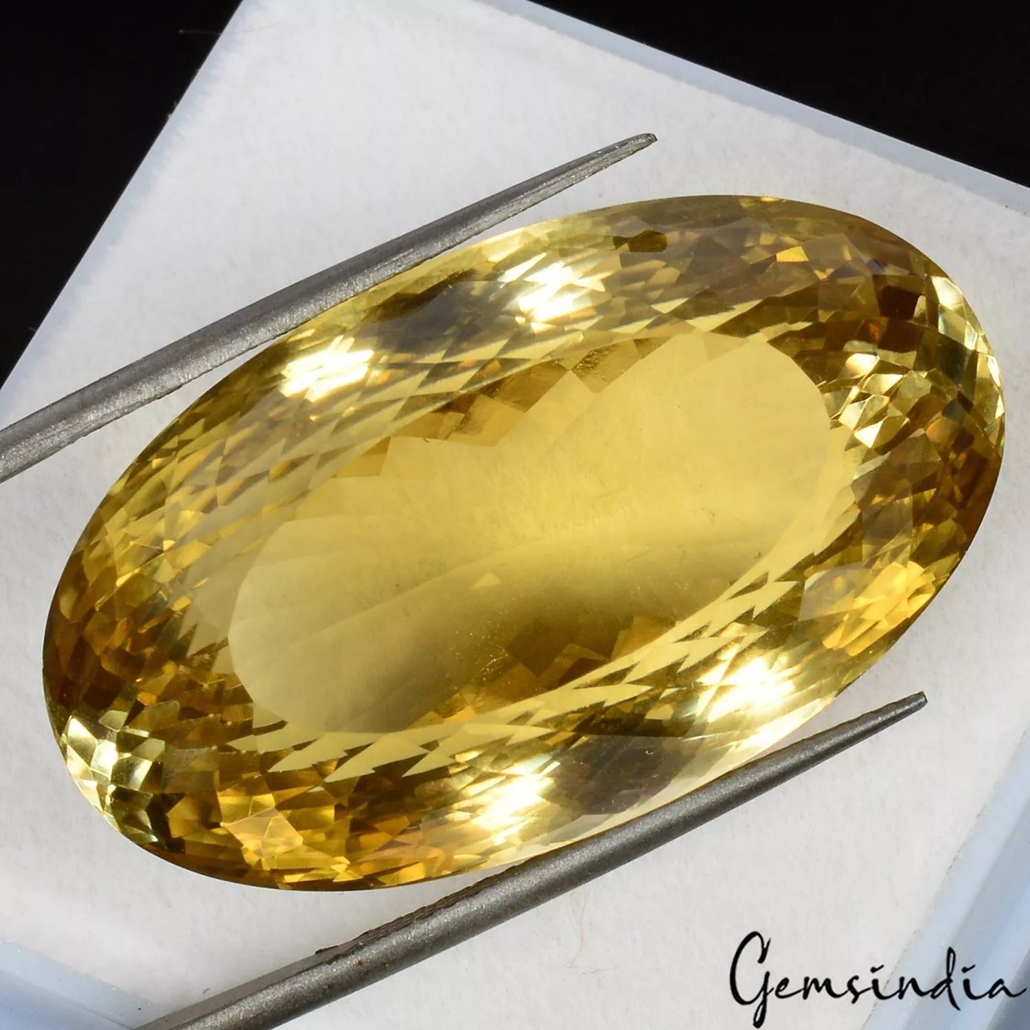 Certified VVS 64.70 Ct Natural Golden Yellow Citrine Oval Faceted Clean Gemstone
