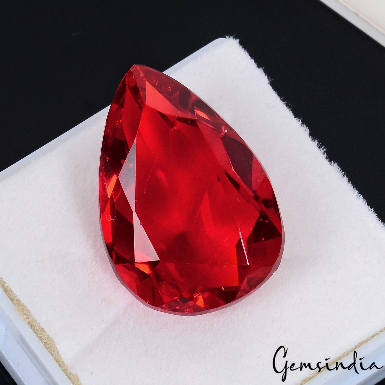 35.90 Cts Hydro Red Tourmaline Pear Faceted Cut Huge Excellent Eye Catching Gem