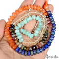 Natural Multi-Gems Faceted Rondelle Beads, 25" Strand Mix 8-10mm Jewelry Making