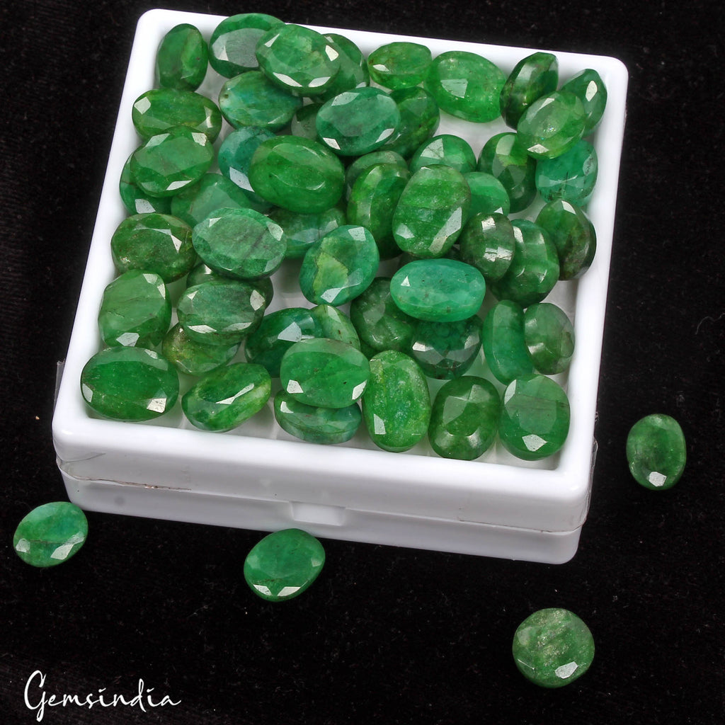 Certified 560 Cts/56 Pcs Natural Brazilian Top Green Emerald Oval Loose Gems Lot