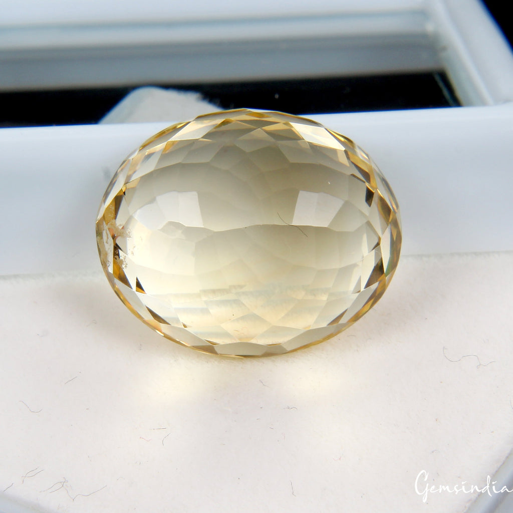 Certified 19.40 Cts Natural Untreated Brazilian Yellow Citrine Oval Cut Gemstone