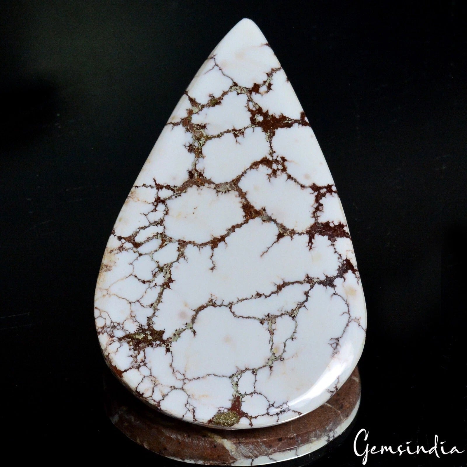 225 Ct Untreated Pear Natural White Buffalo Turquoise Cabochon Huge Gemstone