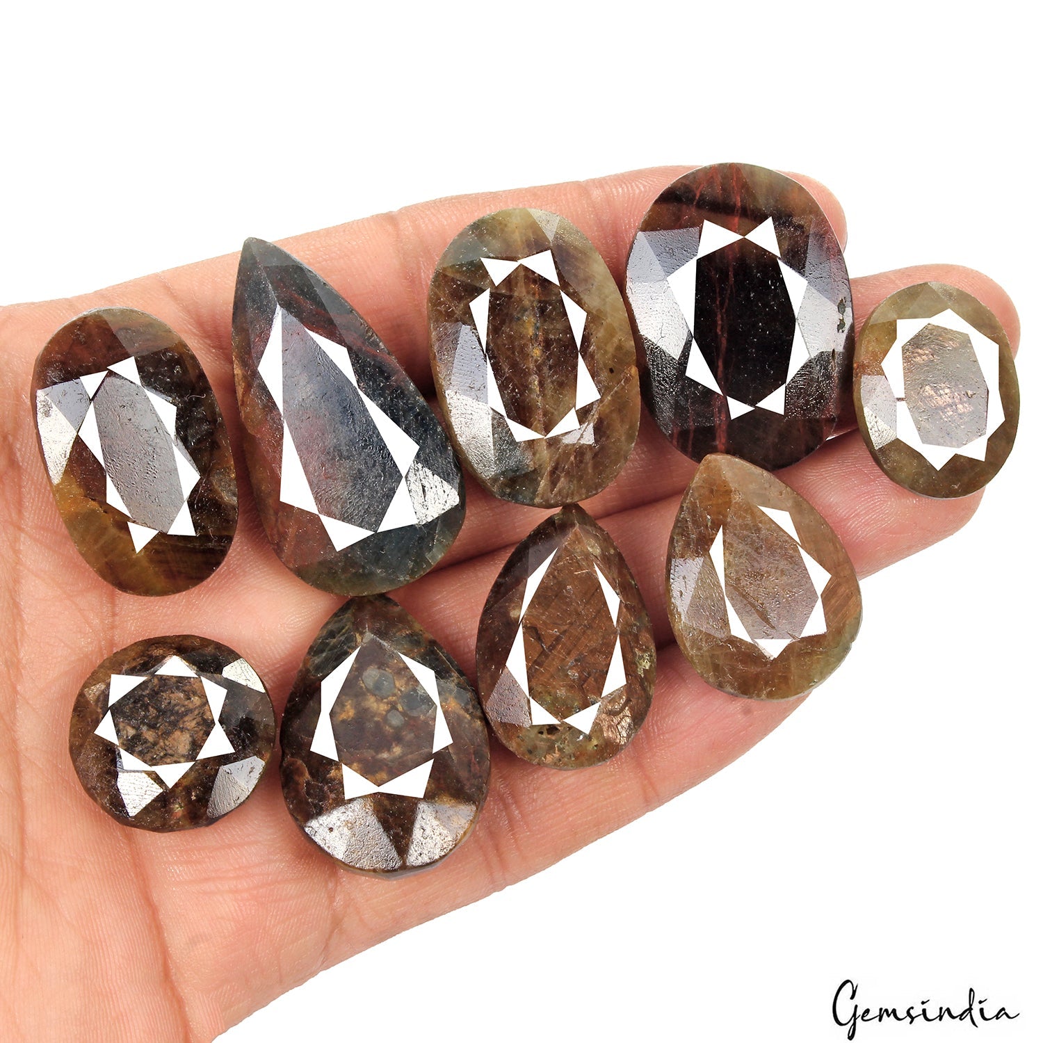 Natural Untreated Blue Brown Mix Faceted Sapphire Earth Mined Gems 720 Cts/9 Pcs